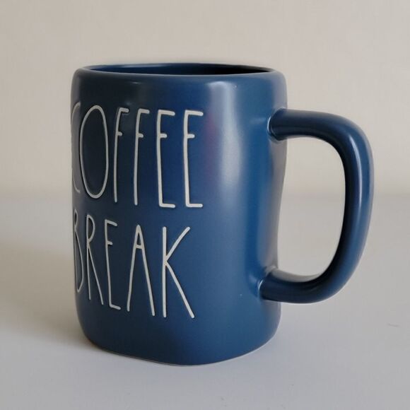 Rae Dunn Coffee Break Blue White Ceramic Mug New - Picture 6 of 11